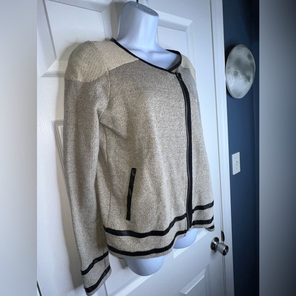 Jack Women’s Small Cream Gray Black Lightweight Full Zip Cotton Blazer Jacket S - Picture 15 of 16